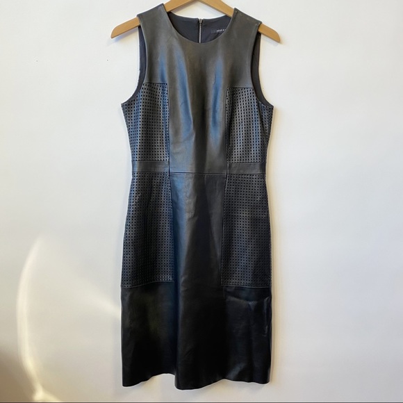 Judith & Charles Dresses & Skirts - Judith & Charles 100% Lamb Leather Sleeveless Black Midi Dress Women's Size 4
